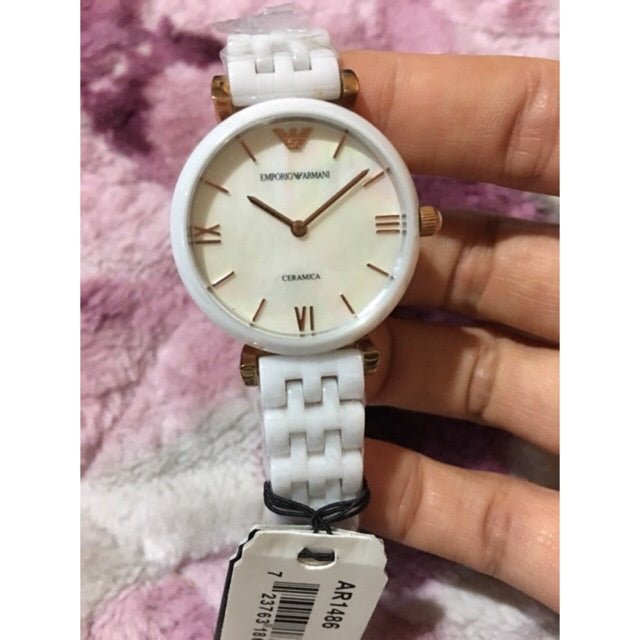 Emporio Armani Ceramica Mother of Pearl Dial White Ceramic Strap Watch For Women - AR1486 Buy Now By Emporio Armani