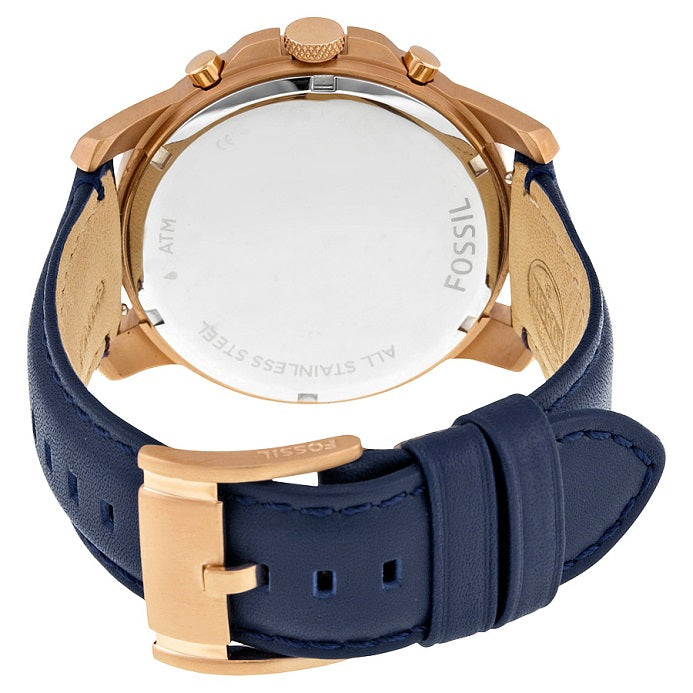 Fossil Grant Chronograph Black Dial Blue Leather Strap Watch for Men - FS5061 Buy Now By Fossil