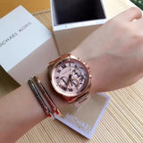 Michael Kors Brecken Chronograph Quartz Rose Gold Dial Rose Gold Steel Strap Watch For Women - MK6367 Buy Now By Michael Kors