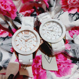 Fossil Ceramic Multifunction White Dial White Steel Strap Watch for Women - CE1006 Buy Now By Fossil