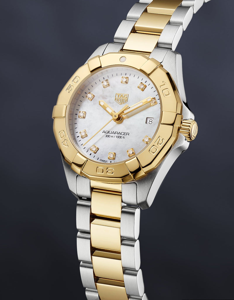 Tag Heuer Aquaracer Diamonds Mother of Pearl Dial Two Tone Steel Strap Watch for Men - WBD1422.BB0321 Buy Now By Tag Heuer