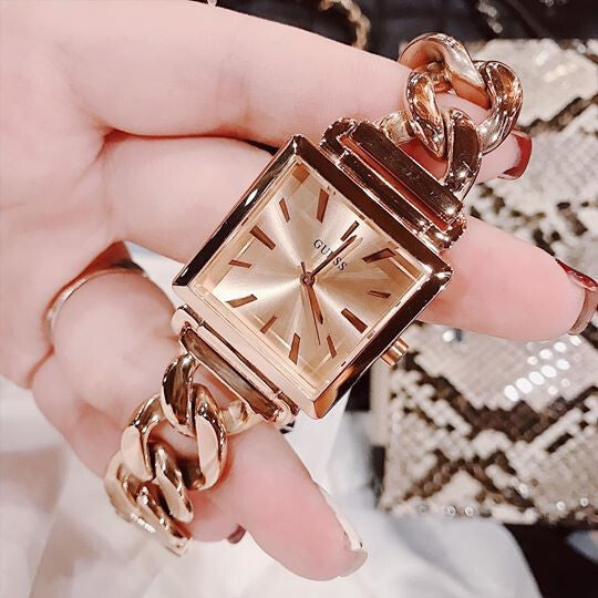 Shop Guess Vanity Rose Gold Dial Rose Gold Steel Strap Watch for Women - W1029L3 in USA