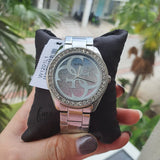 Guess G Twist Diamonds Purple Dial Black Steel Strap Watch For Women - W1201L4 Buy Now By Guess
