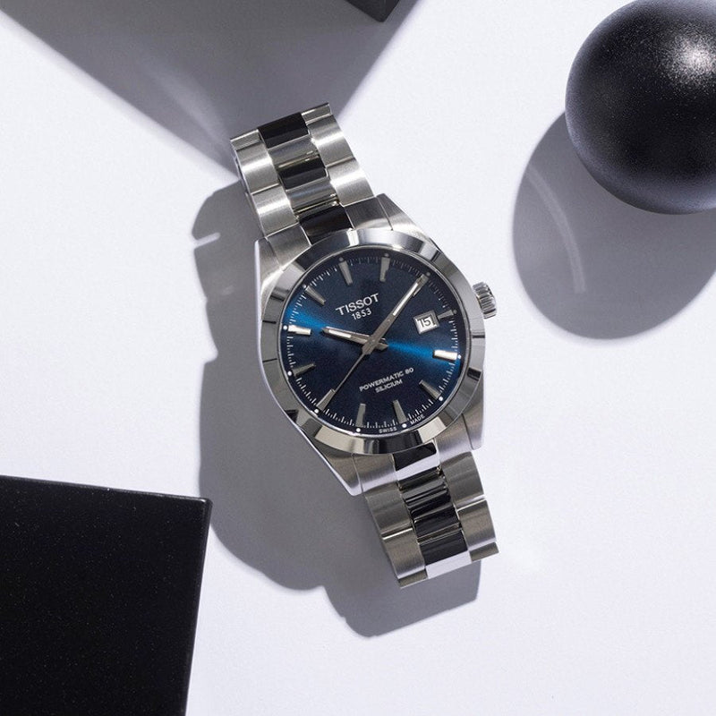 Tissot Gentlemen Powermatic 80 Silicium Blue Dial Silver Steel Strap Watch For Men - T127.407.11.041.00 Buy Now By Tissot
