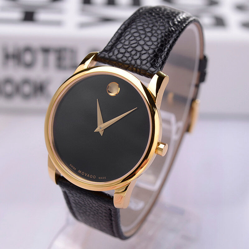 Movado Museum Black Dial Black Leather Strap Watch For Men - 0607014 Buy Now By Movado