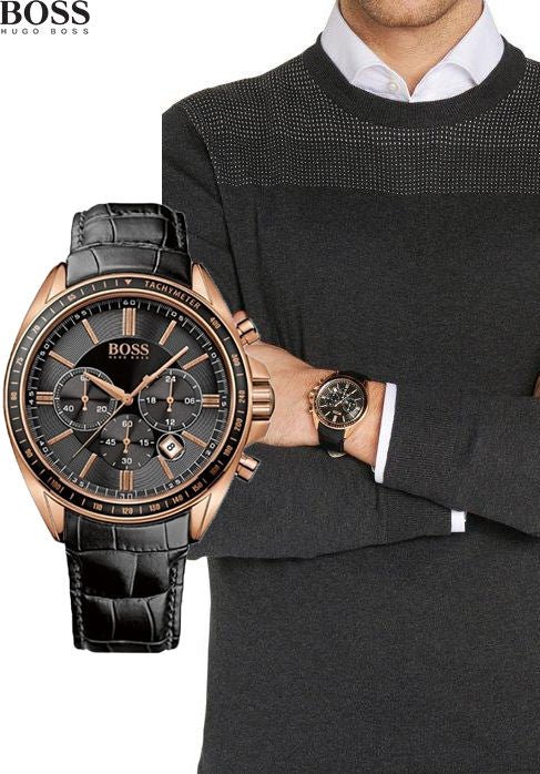 Hugo Boss Driver Black Dial Black Leather Strap Watch for Men - 1513092 Buy Now By Hugo Boss