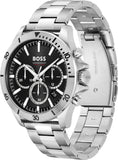Hugo Boss Troper Chronograph Black Dial Silver Steel Strap Watch For Men - 1514057
