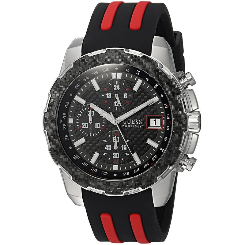 Guess Octane Chronograph Black Dial Two Tone Silicone Strap Watch For Men - W1047G1 Buy Now By Guess