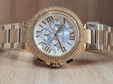 Shop Michael Kors Camille Silver Diamonds Dial Gold Steel Strap Watch for Women - MK5756 in USA