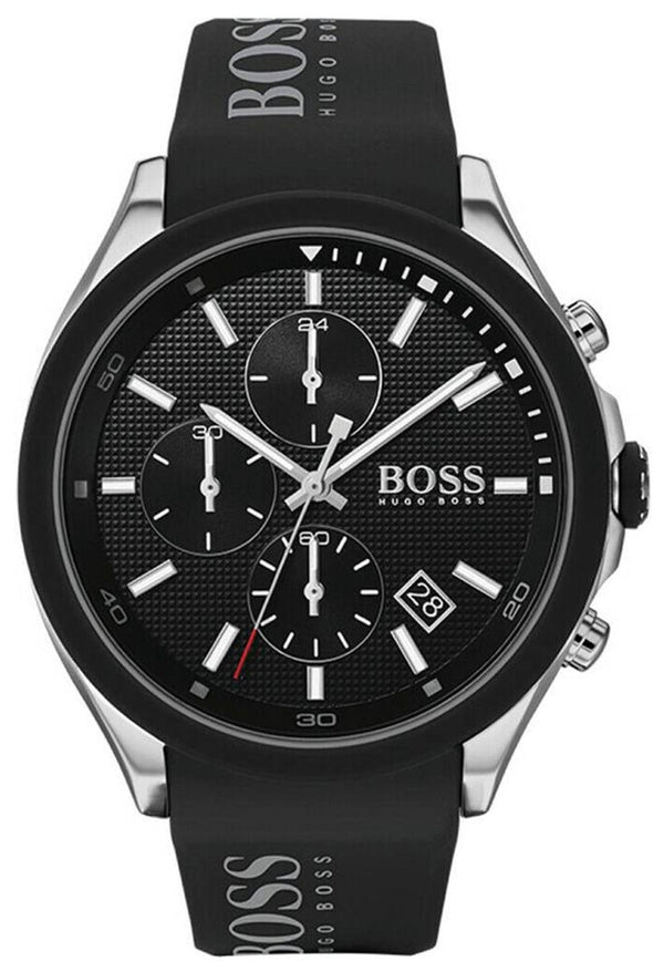Shop Hugo Boss Velocity Black Dial Black Leather Strap Watch for Men - 1513716 in USA