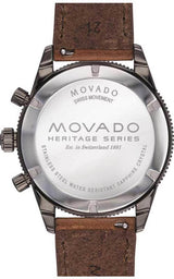 Movado Heritage Series 29mm Calendoplan Chronograph Black Dial Brown Leather Strap Watch For Men - 3650060 Buy Now By Movado