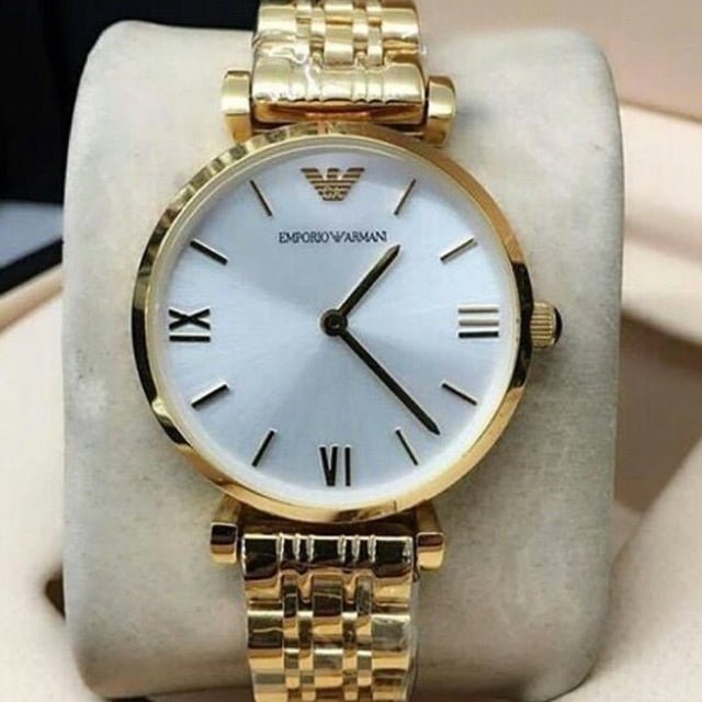 Emporio Armani Gianni T Bar Silver Dial Gold Stainless Steel Strap Watch For Women - AR1877 Buy Now By Emporio Armani
