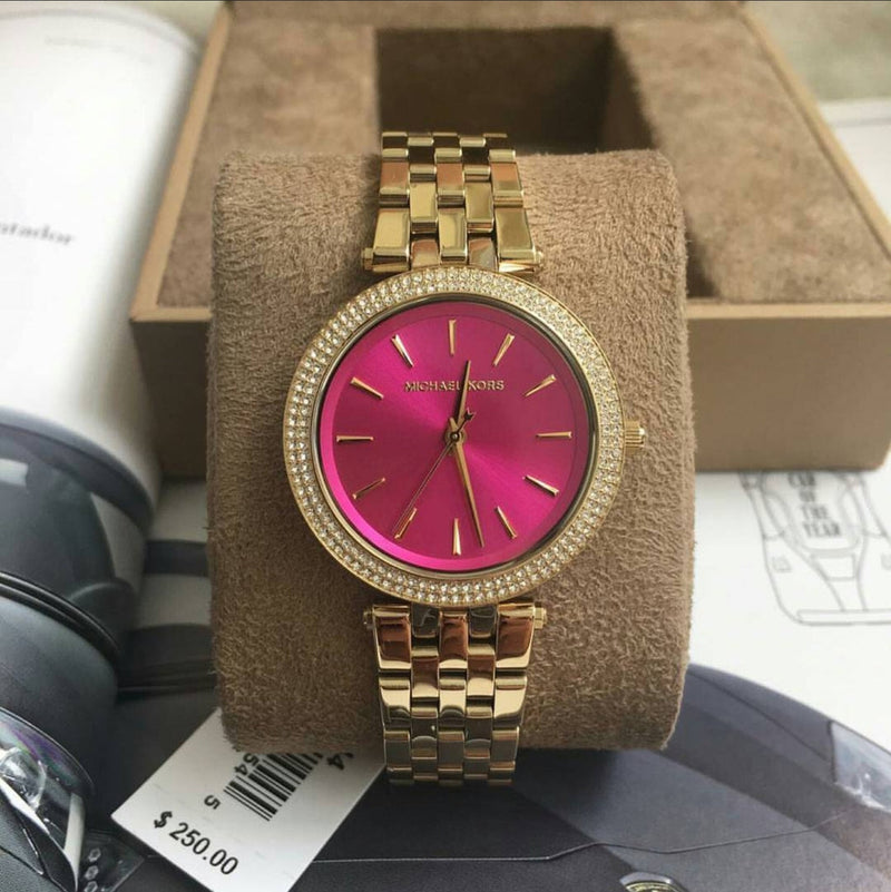 Michael Kors Darci Pink Dial Gold Steel Strap Watch for Women - MK3444 Buy Now By Michael Kors