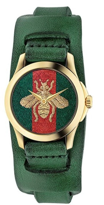 Gucci G Timeless Red Green Dial Green Leather Strap Watch For Women - YA126545 Buy Now By Gucci