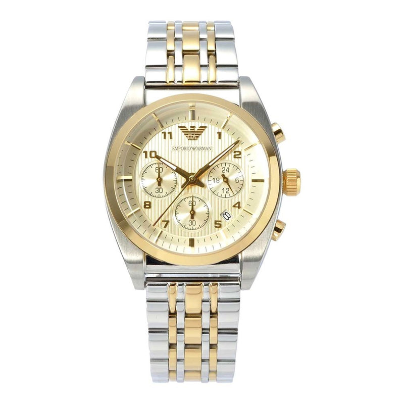 Emporio Armani Classic Chronograph White Dial Two Tone Steel Strap Watch For Men - AR0396 Buy Now By Emporio Armani