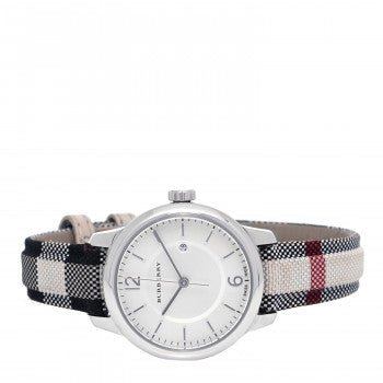 Shop Burberry Classic Stone Silver Dial Horseberry Black Leather Strap Watch for Women - BU10103 in USA
