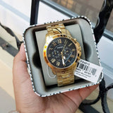 Fossil Grant Chronograph Black Dial Gold Steel Strap Watch for Men - FS4815 Buy Now By Fossil