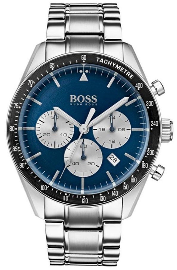 Shop Hugo Boss Chronograph Blue Dial Silver Steel Strap Watch for Men - 1513630 in USA