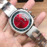 Gucci Grip Quartz Chronograph Red Dial Silver Steel Strap Watch For Men - YA157303 Buy Now By Gucci