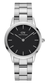 Daniel Wellington Iconic Link Black Dial Silver Steel Strap Watch for Women - DW00100204 Buy Now By Daniel Wellington