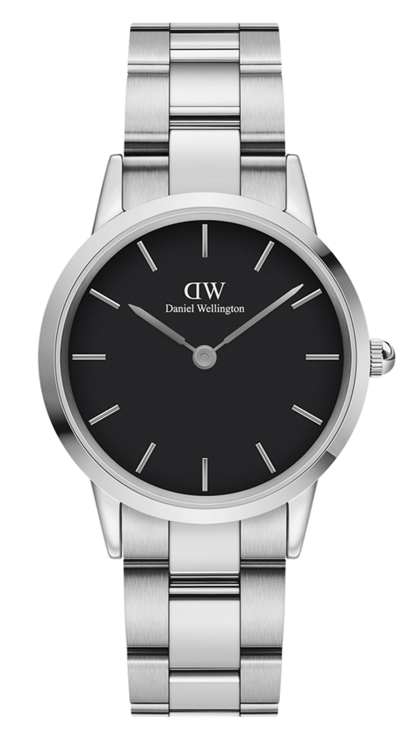 Daniel Wellington Iconic Link Black Dial Silver Steel Strap Watch for Women - DW00100204 Buy Now By Daniel Wellington
