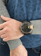 Diesel Uber Chief Two Hand Black Dial Black Leather Strap Watch For Men - DZ7377 Buy Now By Diesel