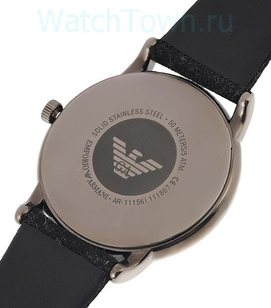 Emporio Armani Luigi Analog Brown Dial Black Leather Strap Watch For Men - AR11156 Buy Now By Emporio Armani