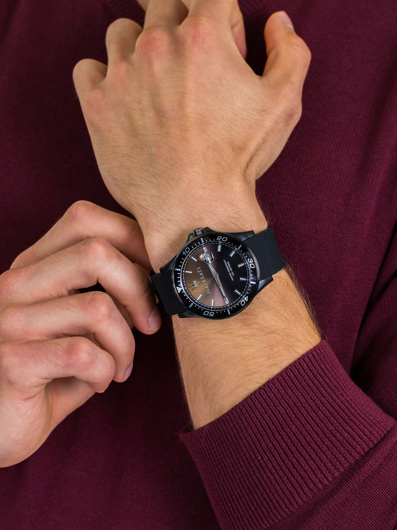 Maserati SFIDA Quartz Black Dial Black Rubber Strap Watch For Men - R8851140001 Buy Now By Maserati