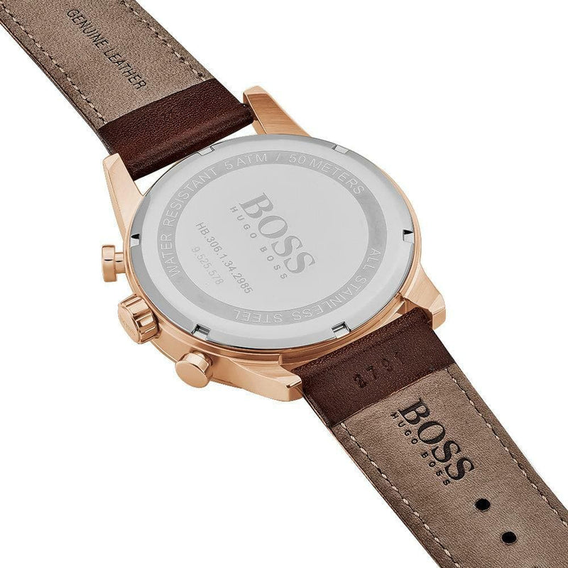 Hugo Boss Navigator Grey Dial Brown Leather Strap Watch for Men - 1513496 Buy Now By Hugo Boss