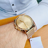 Shop Movado Bold Gold Dial Gold Mesh Bracelet Watch For Men - 3600373 in USA