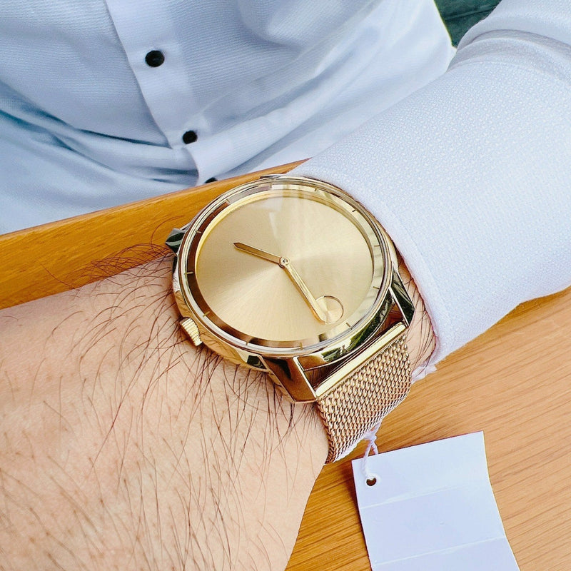 Shop Movado Bold Gold Dial Gold Mesh Bracelet Watch For Men - 3600373 in USA