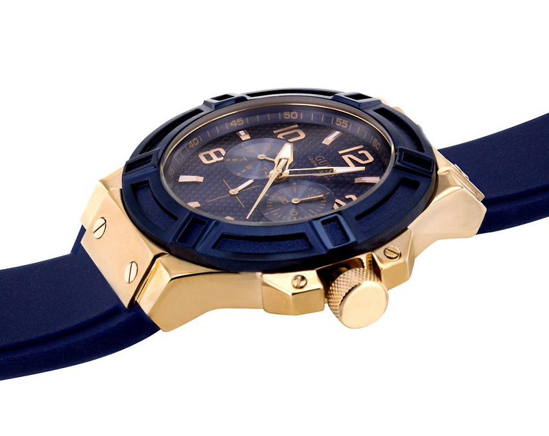 Shop Guess Rigor Blue Dial Blue Silicone Strap Watch For Men - W0247G3 in USA