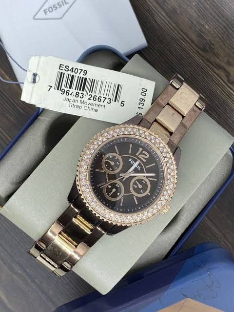Fossil Stella Multifunction Brown Dial Two Tone Steel Strap Watch for Women - ES4079 Buy Now By Fossil
