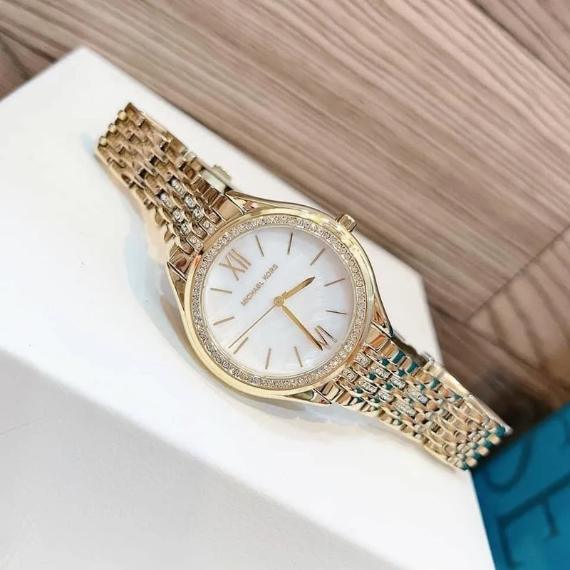 Michael Kors Mindy Three Hand White Dial Rose Gold Steel Strap Watch for Women - MK7078 Buy Now By Michael Kors