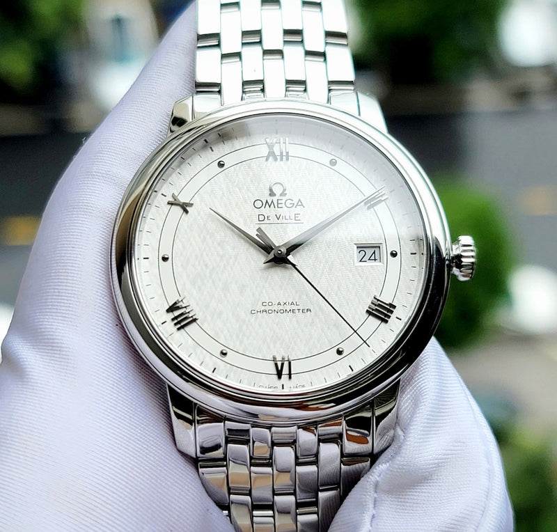 Shop Omega De Ville Prestige Co Axial Automatic White Dial Silver Steel Strap Watch for Men - 424.10.40.20.02.005 in USA