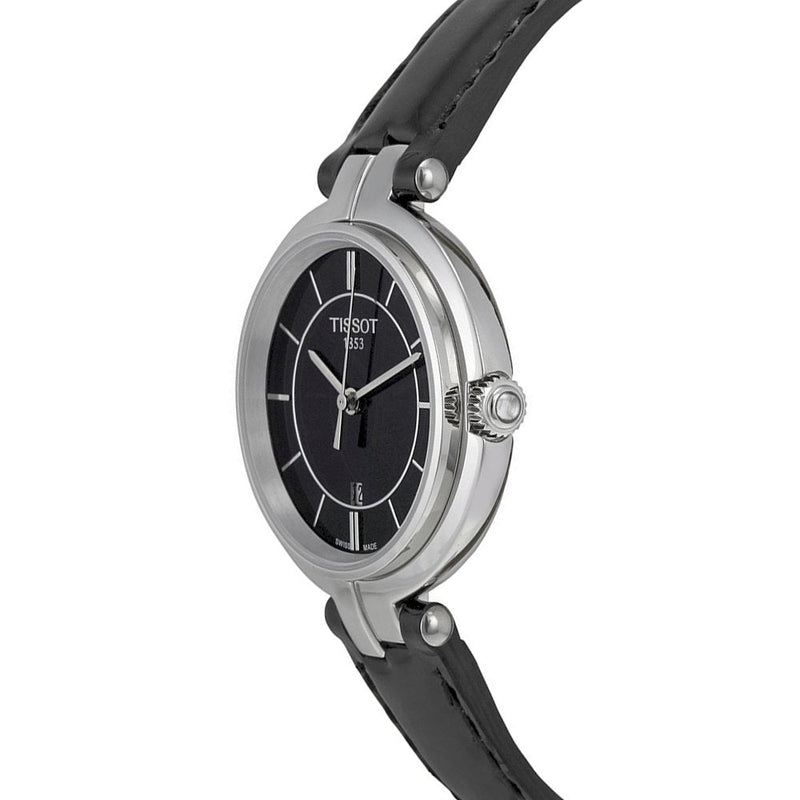 Tissot T Lady Flamingo Black Dial Black Leather Strap Watch For Women - T094.210.16.051.00 Buy Now By Tissot