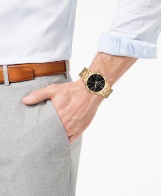 Michael Kors Slim Runway Quartz Black Dial Gold Steel Strap Watch For Men - MK8621 Buy Now By Michael Kors