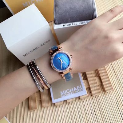 Michael Kors Parker Blue Mother of Pearl Dial Two Tone Steel Strap Watch for Women - MK6491 Buy Now By Michael Kors