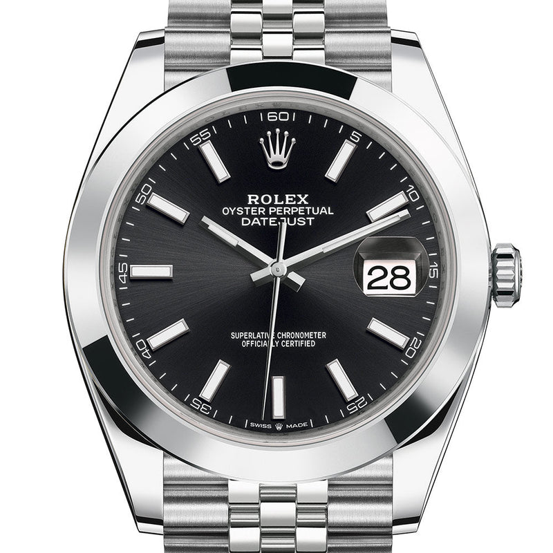 Shop Rolex Datejust 41 Oyster Black Dial Oystersteel Jubilee Bracelet Watch for Men - M126300-0012 in USA