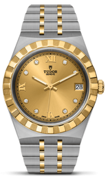 Tudor Royal Automatic Diamonds Gold Dial Two Tone Steel Strap Watch for Men - M28603-0006 Buy Now By Tudor