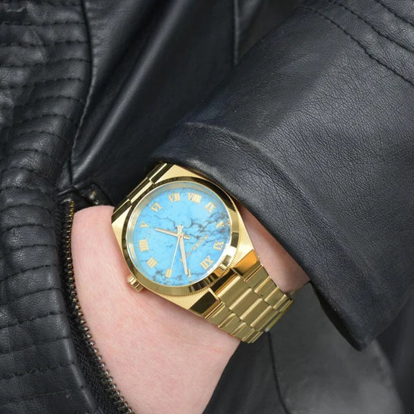 Michael Kors Channing Turquoise Dial Gold Steel Strap Watch For Women - MK5894 Buy Now By Michael Kors