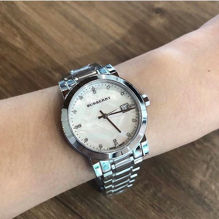Burberry The City Diamonds Silver Dial Silver Steel Strap Watch for Women - BU9125 Buy Now By Burberry