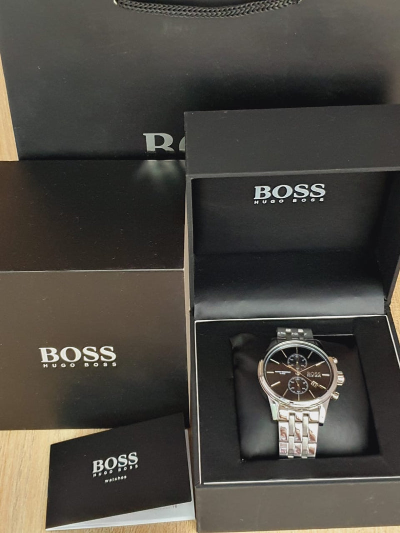Hugo Boss Jet Black Dial Silver Steel Strap Watch for Men - 1513383 Buy Now By Hugo Boss