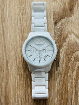Emporio Armani Ceramica Chronograph White Dial White Strap Watch For Men - AR1453 Buy Now By Emporio Armani