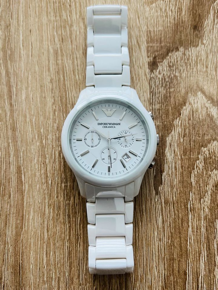 Emporio Armani Ceramica Chronograph White Dial White Strap Watch For Men - AR1453 Buy Now By Emporio Armani