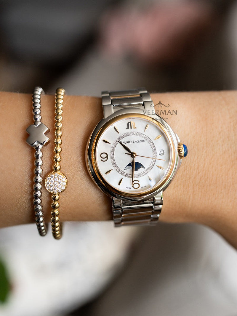Maurice Lacroix Fiaba Moonphase Mother of Pearl Dial Two Tone Steel Strap Watch for Women - FA1084-PVP13-150-1 Buy Now By Maurice Lacroix