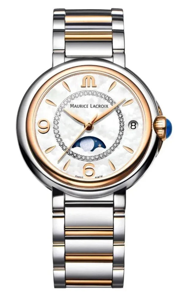 Shop Maurice Lacroix Fiaba Moonphase Mother of Pearl Dial Two Tone Steel Strap Watch for Women - FA1084-PVP13-150-1 in USA