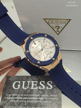 Guess Athena White Dial White Dial Blue Rubber Strap Watch For Women - GW0030L5 Buy Now By Guess