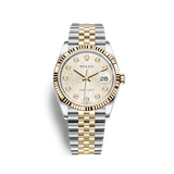Shop Rolex Datejust 36 Diamonds Silver Dial Two Tone Oyster Steel Strap Watch for Women - M126233-0027 in USA