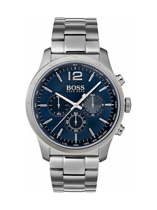 Shop Hugo Boss Professional Chronograph Blue Dial Silver Steel Strap Watch for Men - 1513527 in USA